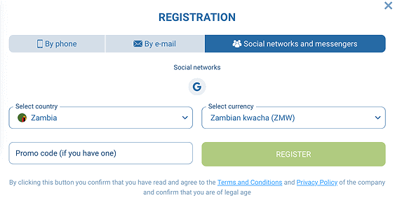 Registration by Social Networks